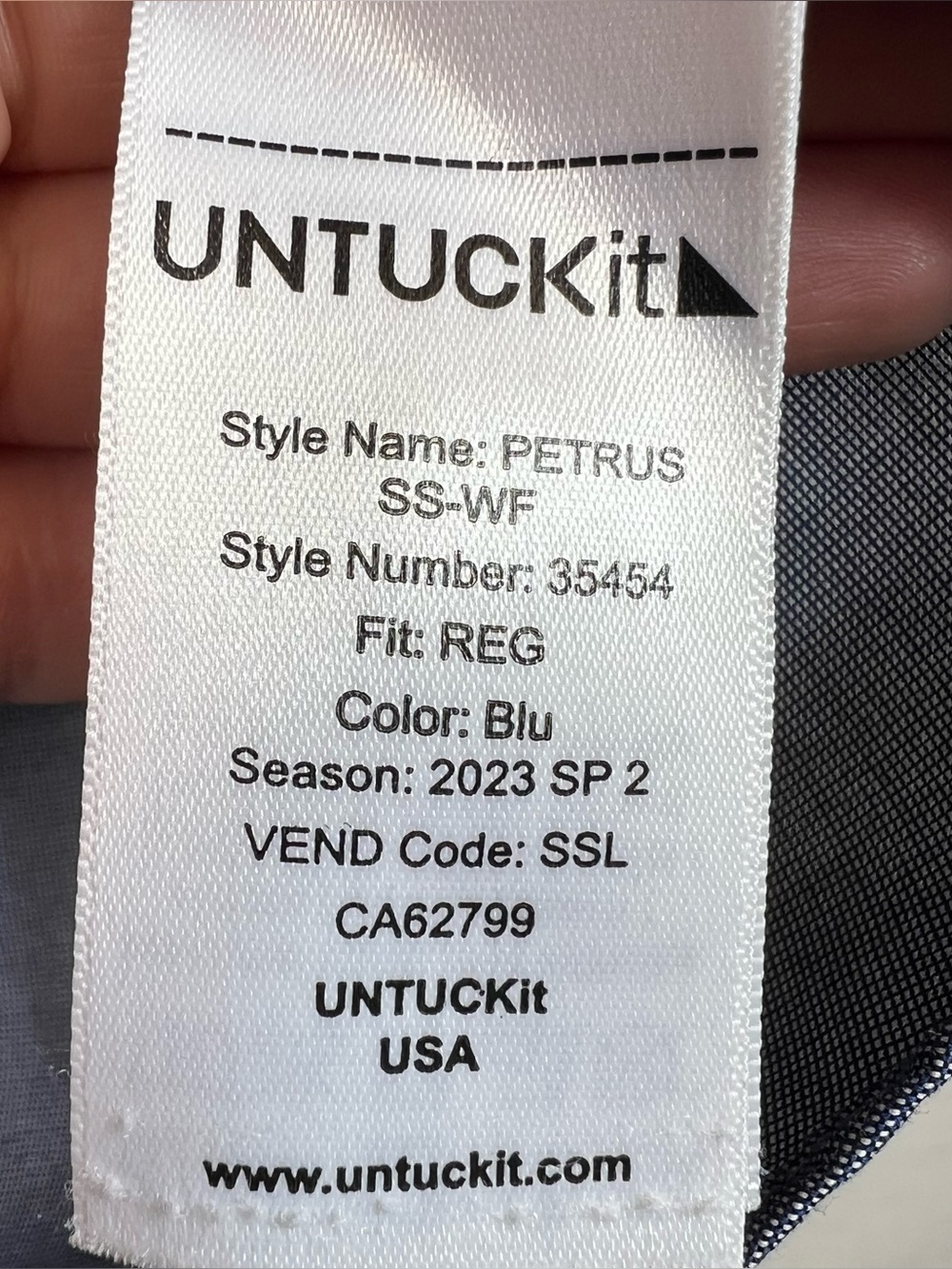 Untuckit Mens Petrus Blue Short Sleeve Button Down Shirt Size XL Wrinkle Free - Picture 7 of 9